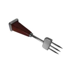 The 4 Barmen  Modern 3 Prong Ice Pick (Mirrored Silver  with Wooden Handle)